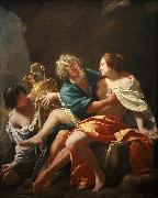 Simon Vouet Loth and his daughters, Simon Vouet oil on canvas